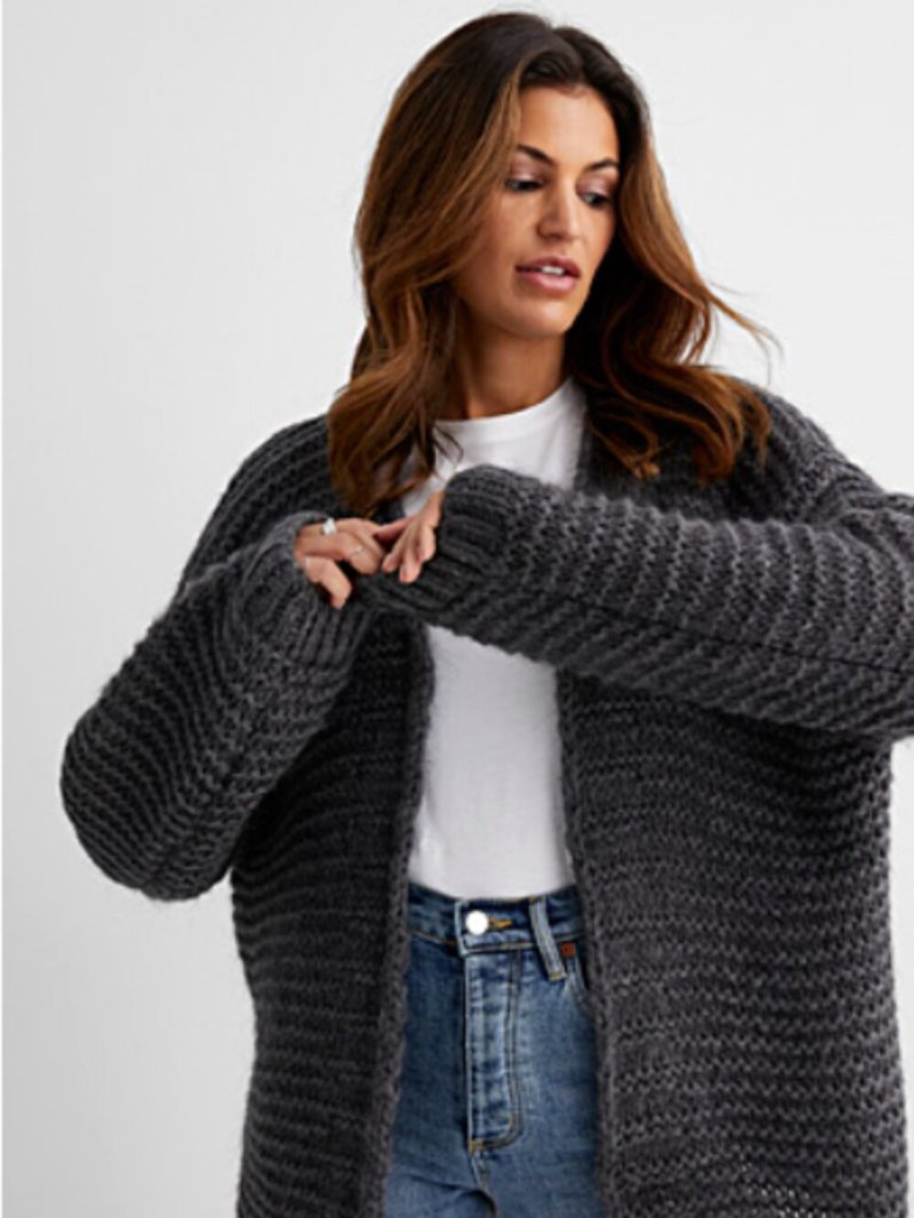 Contemporaine super soft mohair charcoal oversized cardigan (S)
